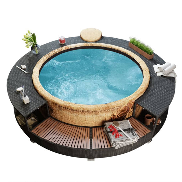 NNEVL Spa Surround Black Poly Rattan