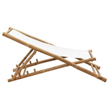 NNEVL Outdoor Deck Chair Bamboo and Canvas