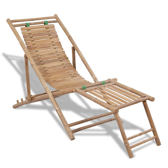 NNEVL Outdoor Deck Chair with Footrest Bamboo
