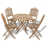 NNEVL 5 Piece Folding Outdoor Dining Set Bamboo