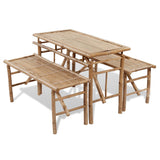 NNEVL Beer Table with 2 Benches 100 cm Bamboo