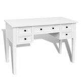 NNEVL White Writing Desk with 5 Drawers