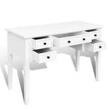 NNEVL White Writing Desk with 5 Drawers