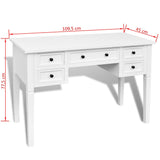 NNEVL White Writing Desk with 5 Drawers