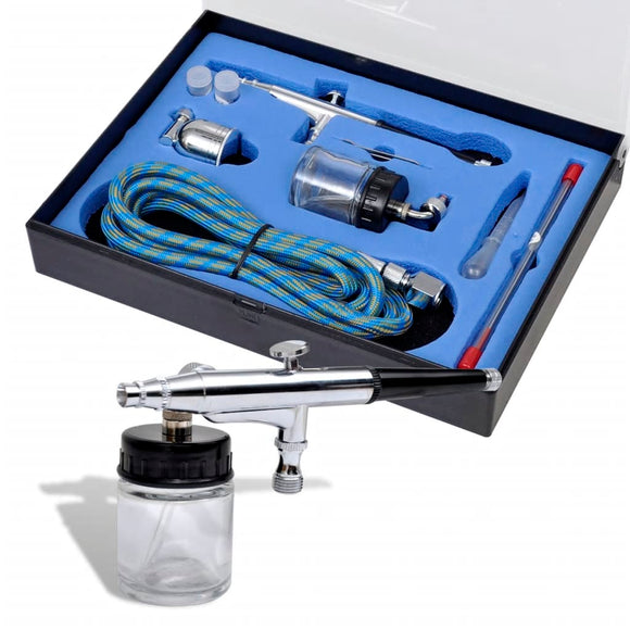 NNEVL Airbrush Set with Glass Jar 0.2 / 0.3 / 0.5 mm Nozzles
