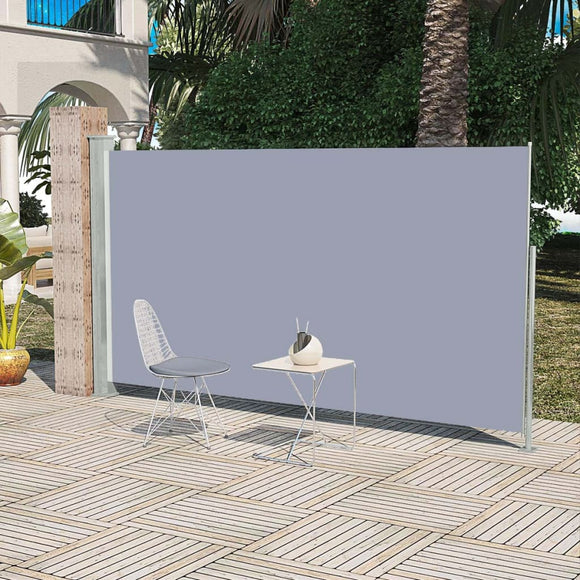 NNEVL Patio Retractable Side Awning 160 x 300 cm Grey