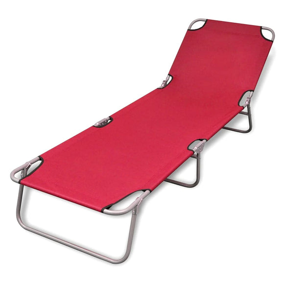 NNEVL Folding Sun Lounger Powder-coated Steel Red