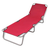 NNEVL Folding Sun Lounger Powder-coated Steel Red