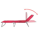 NNEVL Folding Sun Lounger Powder-coated Steel Red