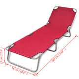 NNEVL Folding Sun Lounger Powder-coated Steel Red