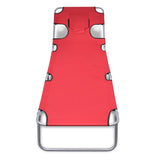 NNEVL Folding Sun Lounger with Head Cushion Powder-coated Steel Red