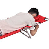 NNEVL Folding Sun Lounger with Head Cushion Powder-coated Steel Red