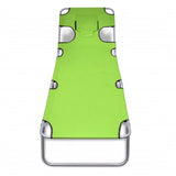NNEVL Folding Sun Lounger with Head Cushion Powder-coated Steel Green