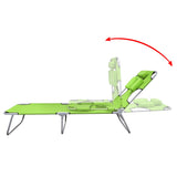 NNEVL Folding Sun Lounger with Head Cushion Powder-coated Steel Green