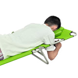 NNEVL Folding Sun Lounger with Head Cushion Powder-coated Steel Green