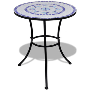 NNEVL Bistro Table Blue and White 60 cm Mosaic