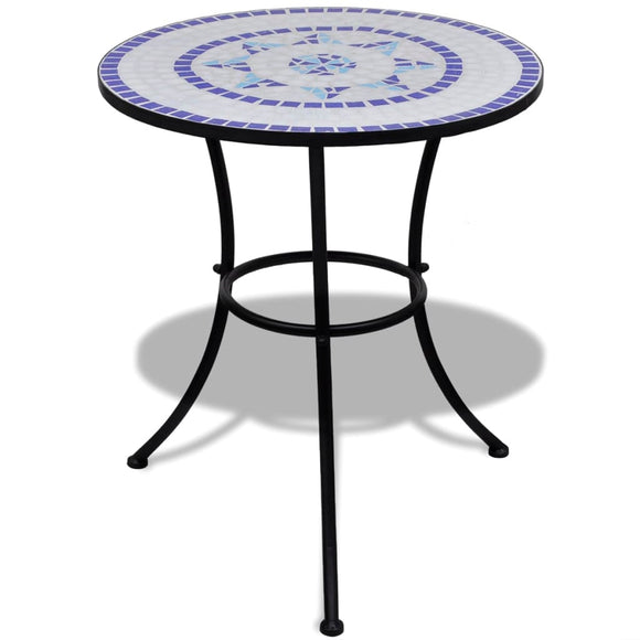 NNEVL Bistro Table Blue and White 60 cm Mosaic