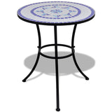 NNEVL Bistro Table Blue and White 60 cm Mosaic