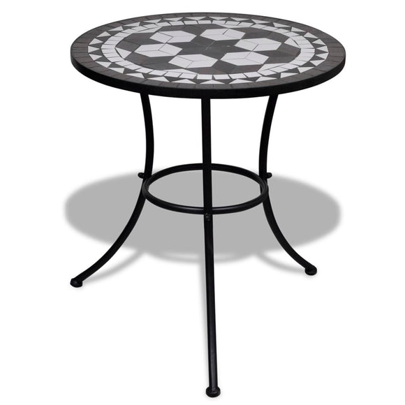 NNEVL Bistro Table Black and White 60 cm Mosaic
