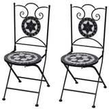 NNEVL Folding Bistro Chairs 2 pcs Ceramic Black and White