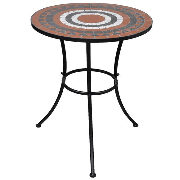 NNEVL Bistro Table Terracotta and White 60 cm Mosaic