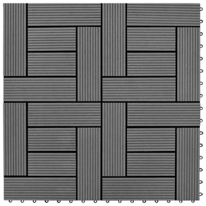 NNEVL Decking Tiles WPC 1 sqm Grey 11 pcs 30 x 30 cm