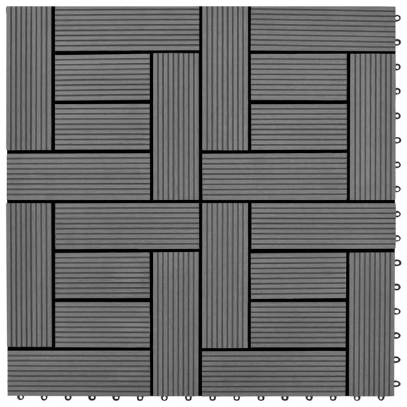 NNEVL Decking Tiles WPC 1 sqm Grey 11 pcs 30 x 30 cm