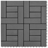 NNEVL Decking Tiles WPC 1 sqm Grey 11 pcs 30 x 30 cm
