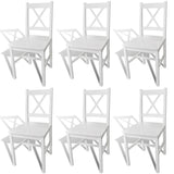 NNEVL Dining Chairs 6 pcs White Pinewood