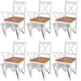 NNEVL Dining Chairs 6 pcs White Pinewood