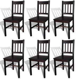 NNEVL Dining Chairs 6 pcs Brown Pinewood