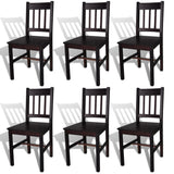 NNEVL Dining Chairs 6 pcs Brown Pinewood