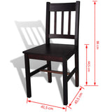 NNEVL Dining Chairs 6 pcs Brown Pinewood