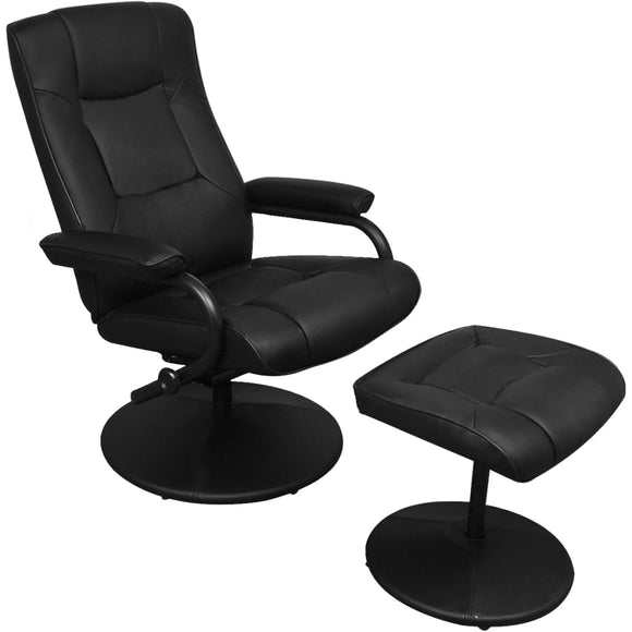 NNEVL TV Armchair with Footstool Black Faux Leather