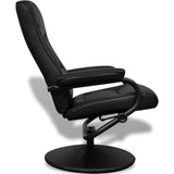 NNEVL TV Armchair with Footstool Black Faux Leather