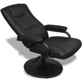 NNEVL TV Armchair with Footstool Black Faux Leather
