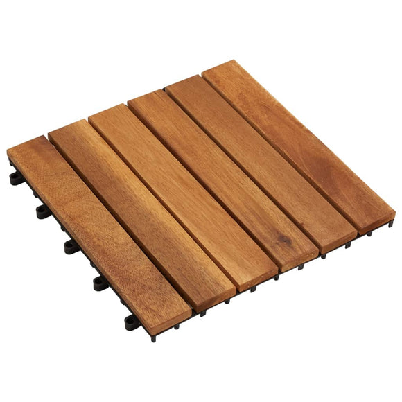 NNEVL 10 pcs Acacia Decking Tiles 30 x 30 cm Vertical Pattern