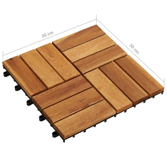 NNEVL 10 pcs Acacia Decking Tiles 30 x 30 cm