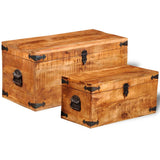 NNEVL Storage Chest Set 2 Pieces Rough Mango Wood