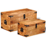 NNEVL Storage Chest Set 2 Pieces Rough Mango Wood