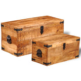 NNEVL Storage Chest Set 2 Pieces Rough Mango Wood