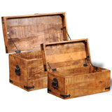 NNEVL Storage Chest Set 2 Pieces Rough Mango Wood