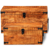 NNEVL Storage Chest Set 2 Pieces Rough Mango Wood