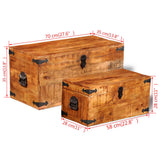 NNEVL Storage Chest Set 2 Pieces Rough Mango Wood