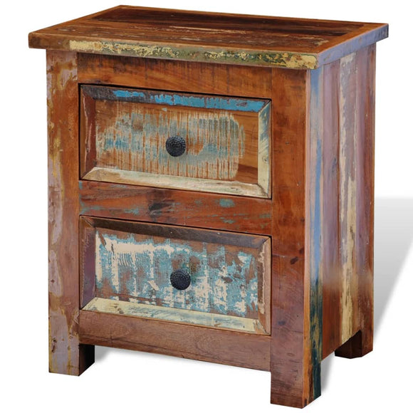 NNEVL Nightstand with 2 Drawers Solid Reclaimed Wood