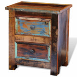 NNEVL Nightstand with 2 Drawers Solid Reclaimed Wood