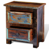 NNEVL Nightstand with 2 Drawers Solid Reclaimed Wood