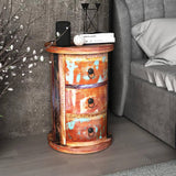 NNEVL Reclaimed Cabinet with 3 Drawers Solid Wood