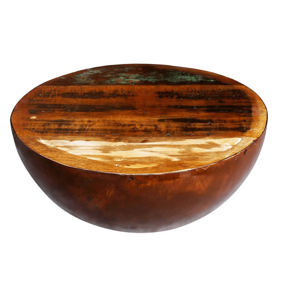 NNEVL Coffee Table Bowl-shaped with Steel Base Solid Reclaimed Wood