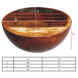 NNEVL Coffee Table Bowl-shaped with Steel Base Solid Reclaimed Wood
